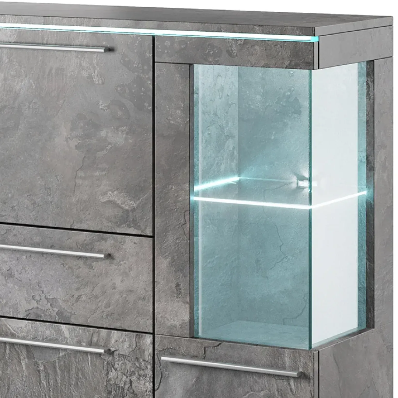Credenza alta 130x128h cm 4 ante 1 cassetto ossido Frisk