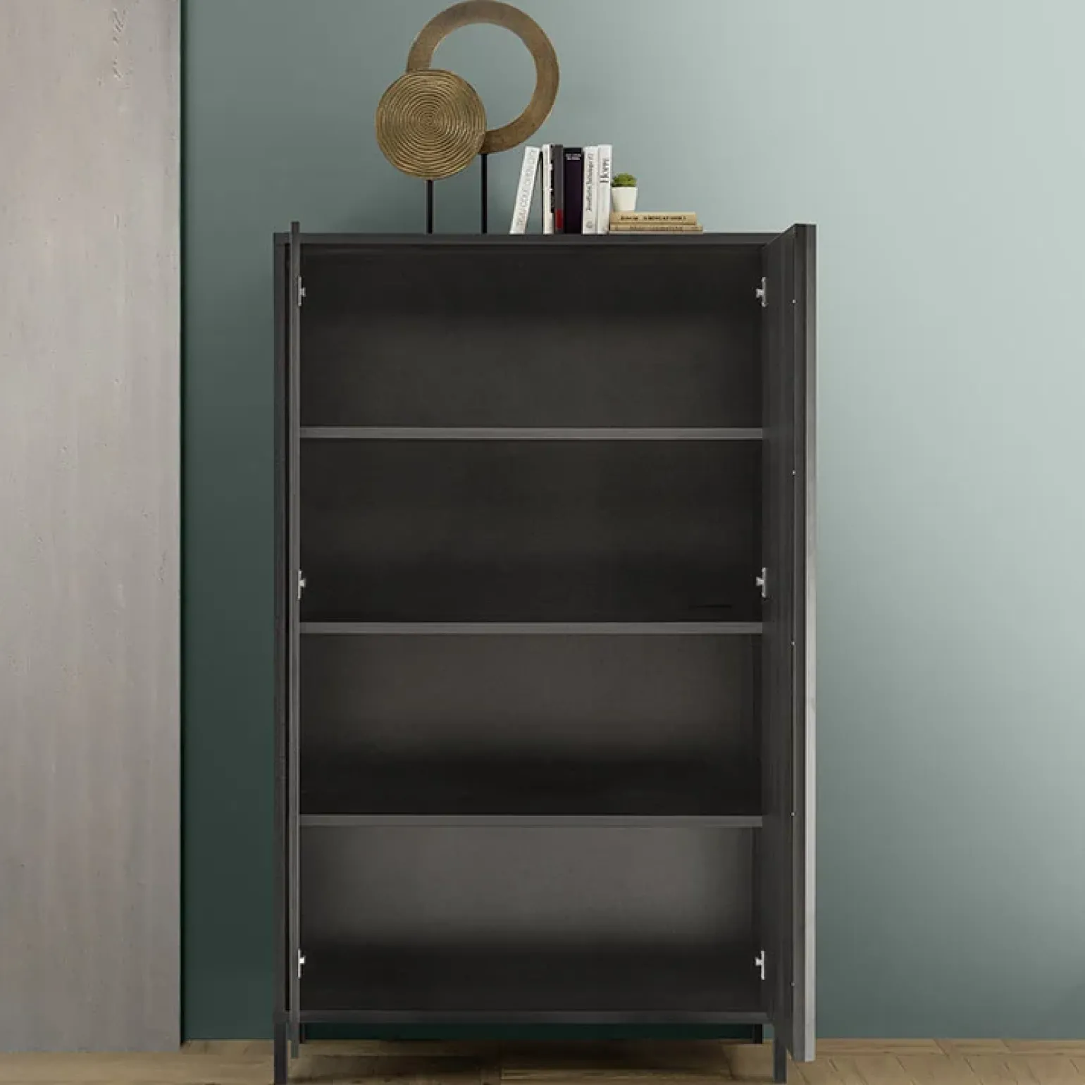 Credenza alta 106x177h cm 2 ante moderna nero frassinato Absolut