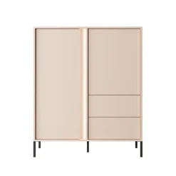 Credenza alta 103x123h cm 2 ante 2 cassetti beige Melly