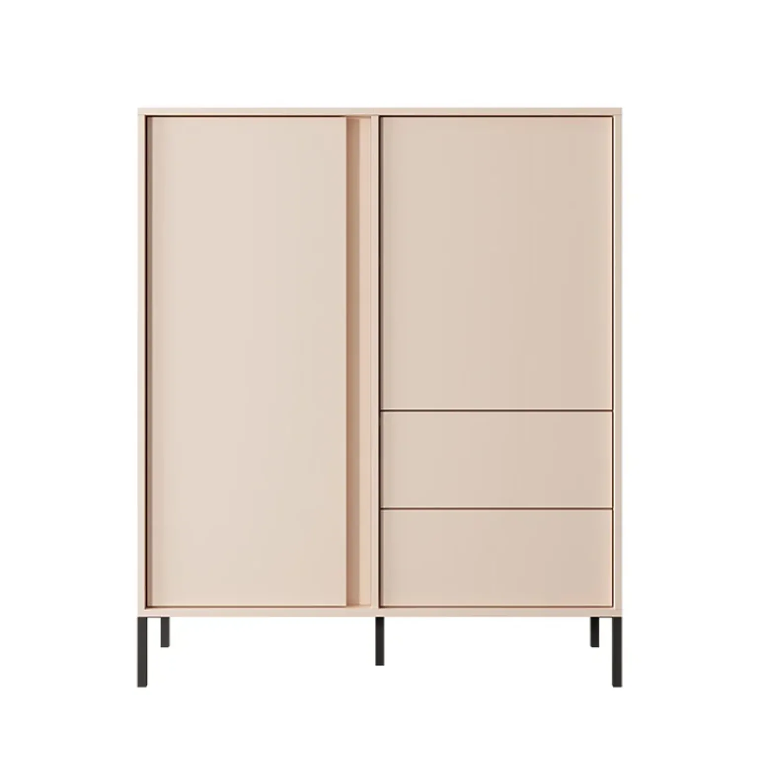 Credenza alta 103x123h cm 2 ante 2 cassetti beige Melly