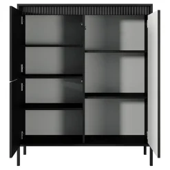 Credenza alta 104x124h cm 3 ante nero opaco cannettato Ciar