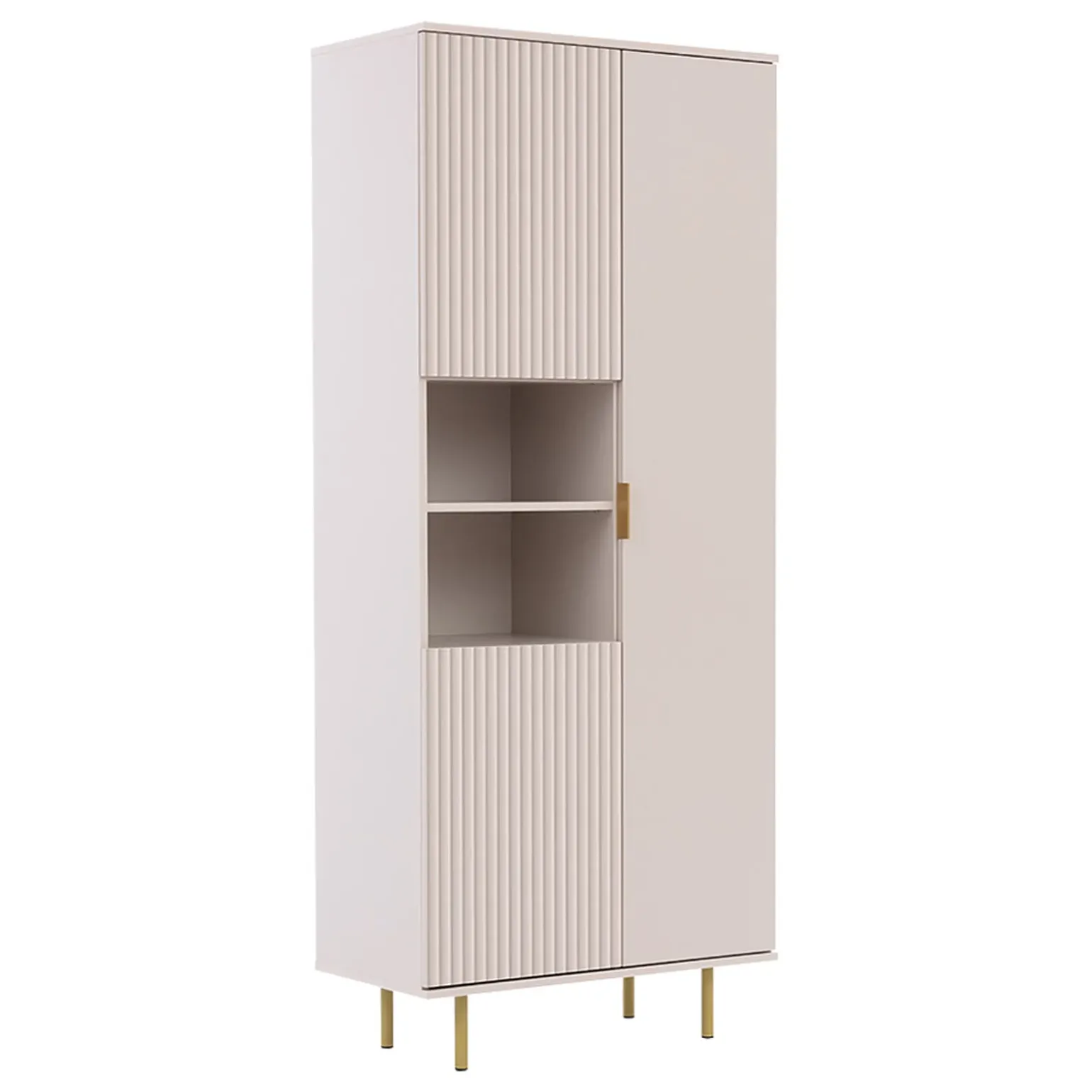 Credenza alta 80x190h cm 3 ante cannettato moderna beige Vanessa