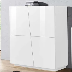 Credenza alta 120x126h cm 4 ante bianco lucido Candia Gihome®
