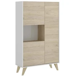Credenza alta 81x135h cm 3 ante moderna rovere bianco Elmer