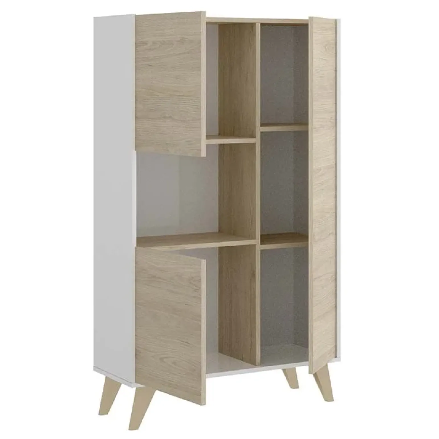Credenza alta 81x135h cm 3 ante moderna rovere bianco Elmer