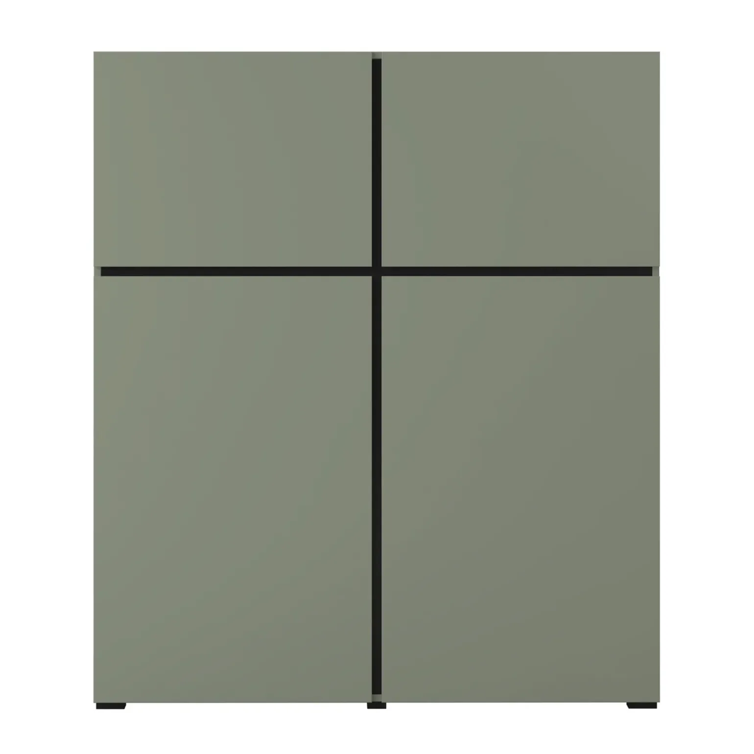 Credenza alta 120x140h cm 4 ante moderna verde nero Lolla