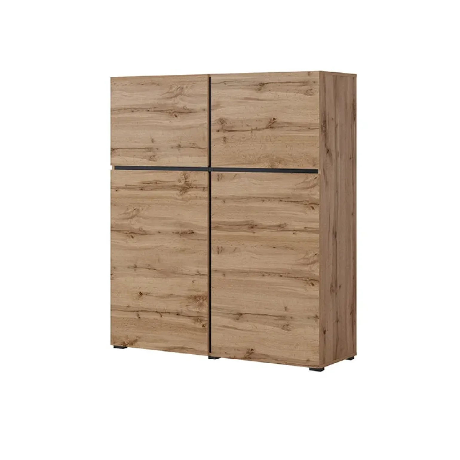 Credenza alta 120x140h cm 4 ante moderna rovere nero Lolla