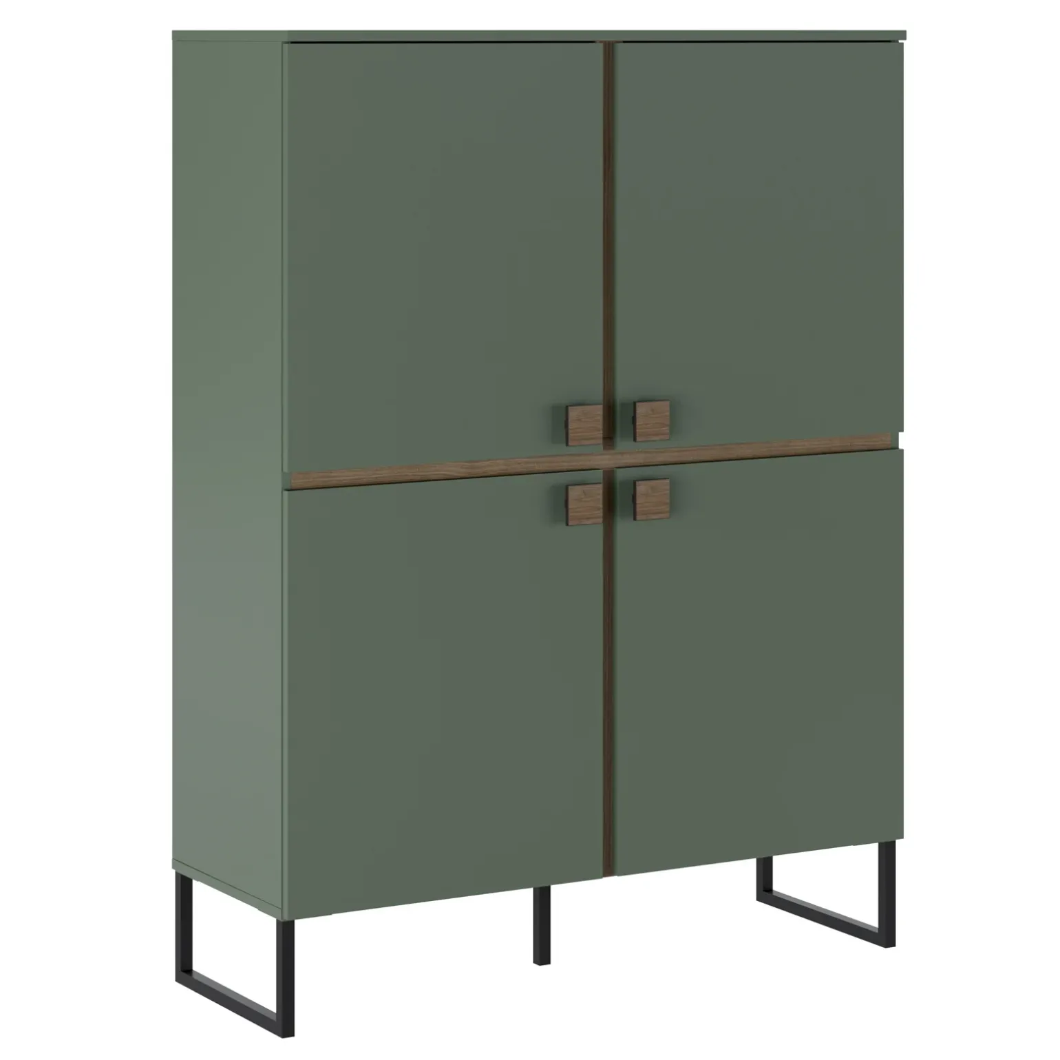 Credenza alta 108x144h cm 4 ante verde salvia scuro rovere Selvia
