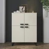 Credenza alta 108x144h cm 4 ante moderna beige cashmere nero Casmira