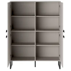 Credenza alta 108x144h cm 4 ante moderna beige cashmere nero Casmira