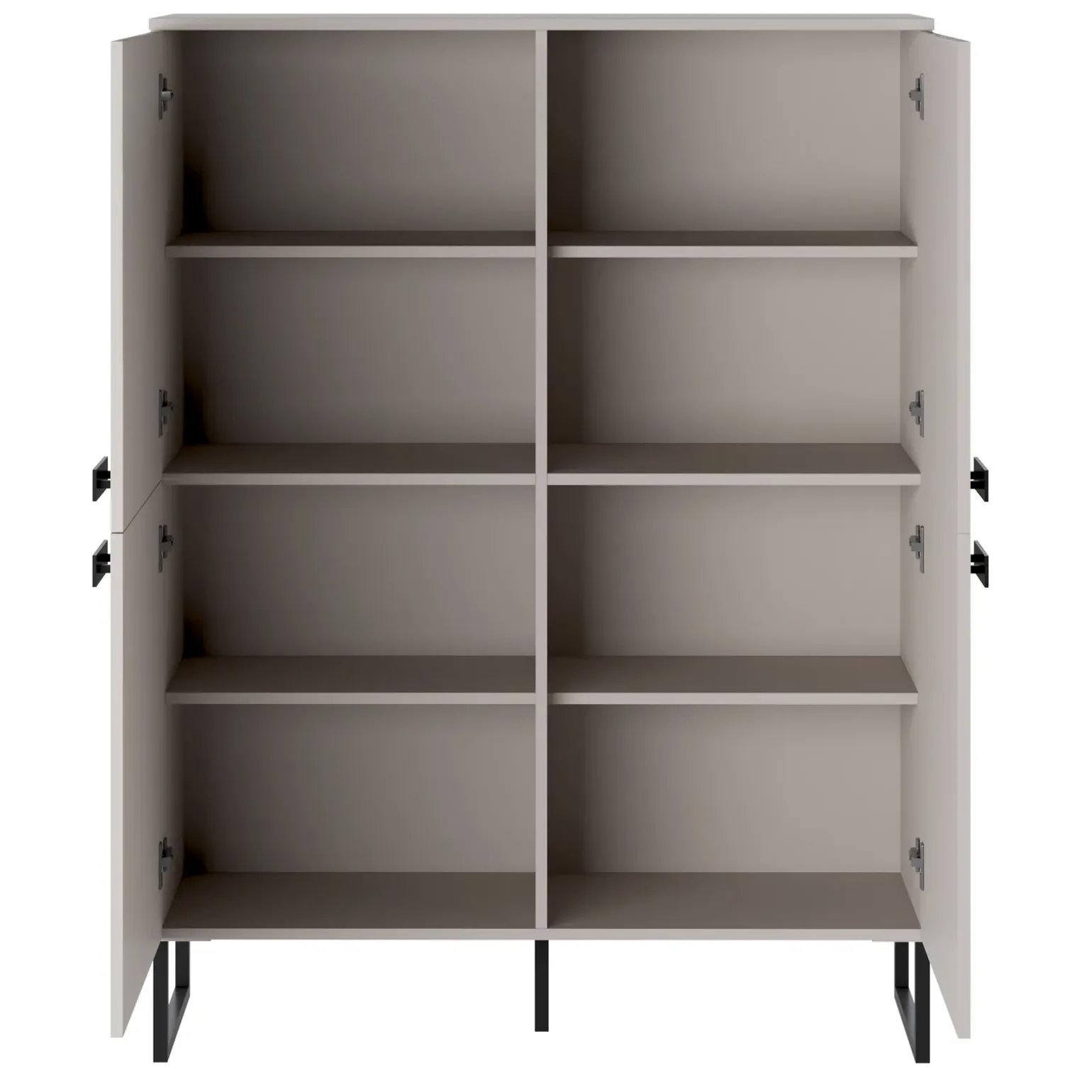 Credenza alta 108x144h cm 4 ante moderna beige cashmere nero Casmira