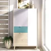 Credenza alta 80x137h cm 3 ante rovere grigio bianco petrolio Dominic