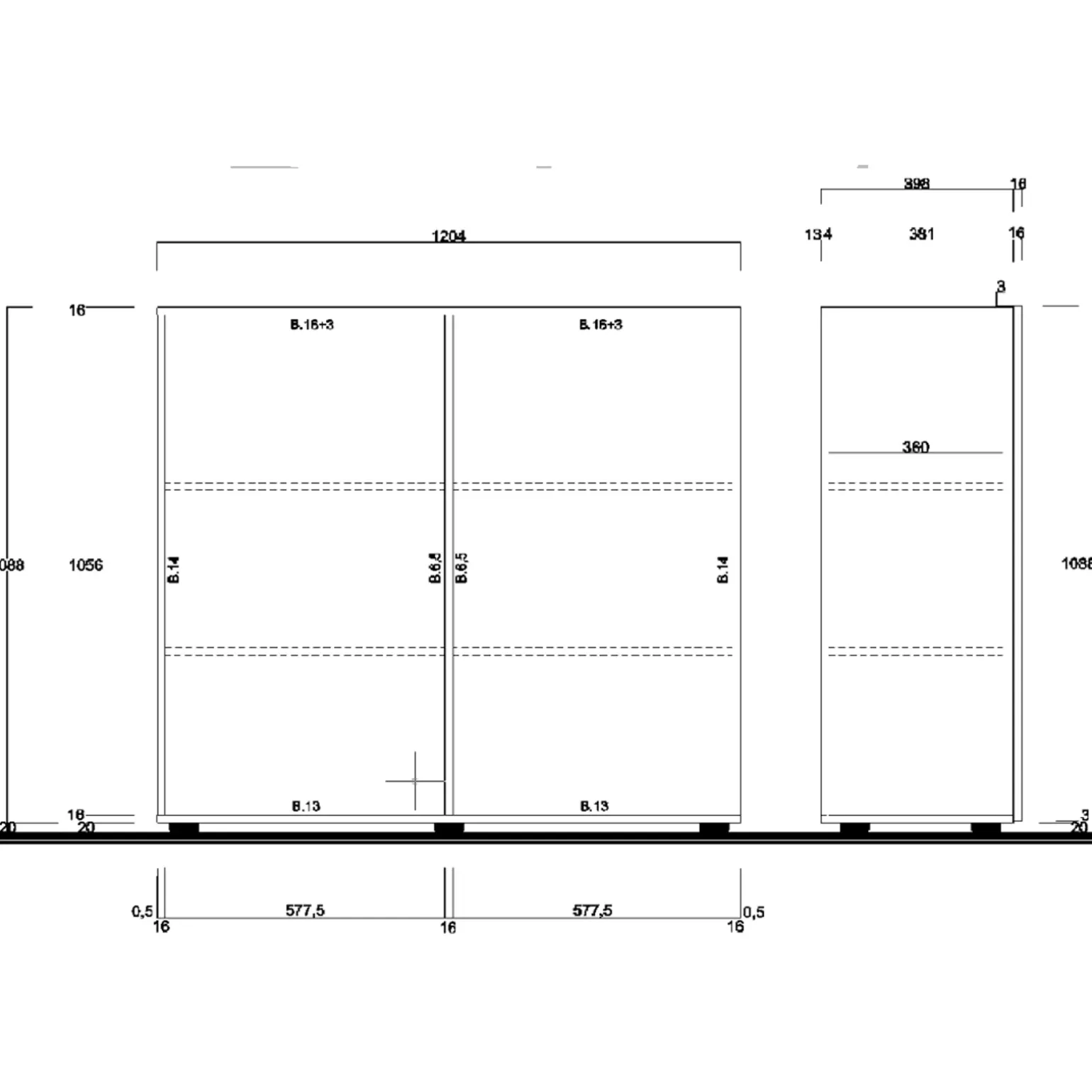 Credenza alta 121x111h cm 2 ante rovere samoa con serigrafia Paradise