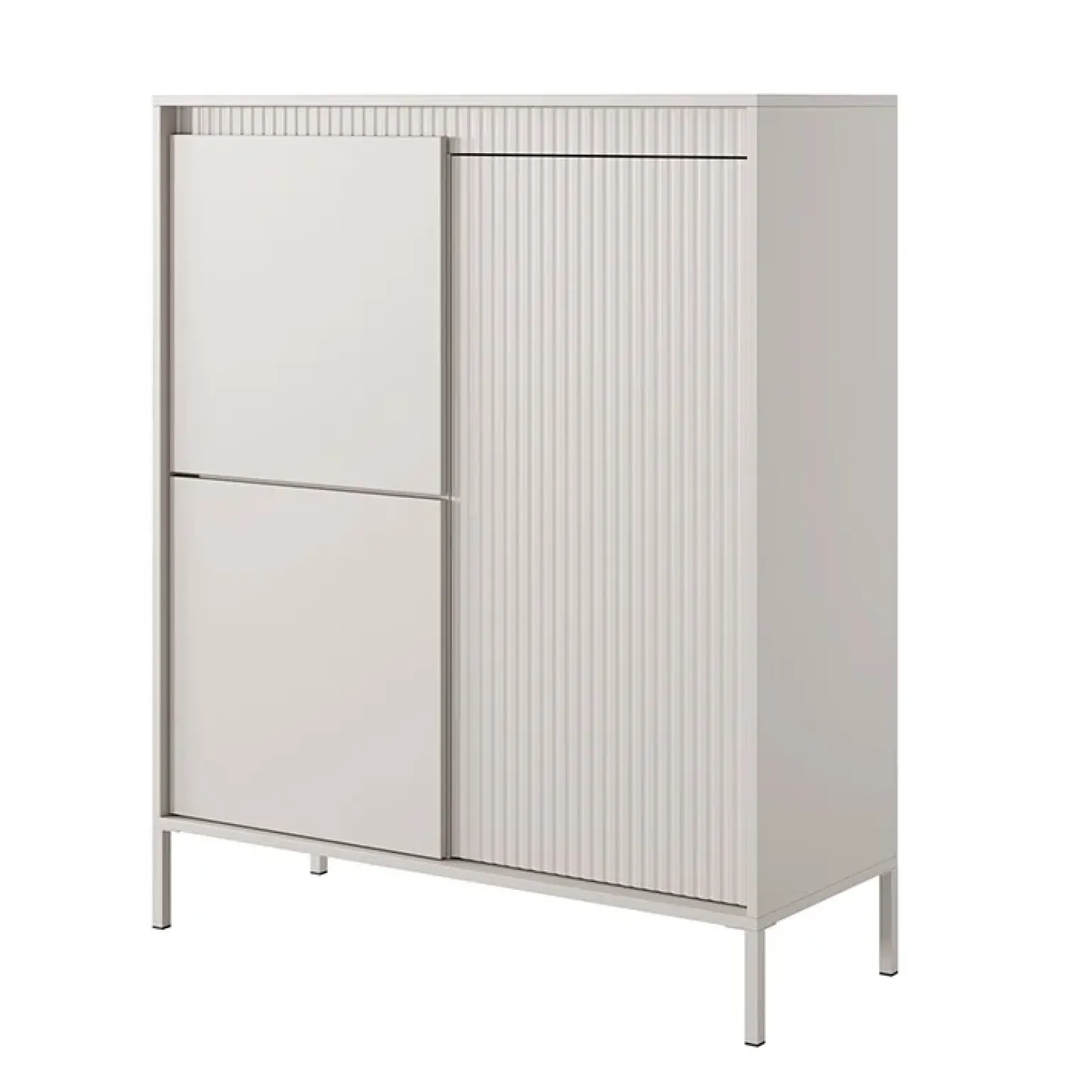 Credenza alta 104x124h cm 3 ante beige cannettato Ciar