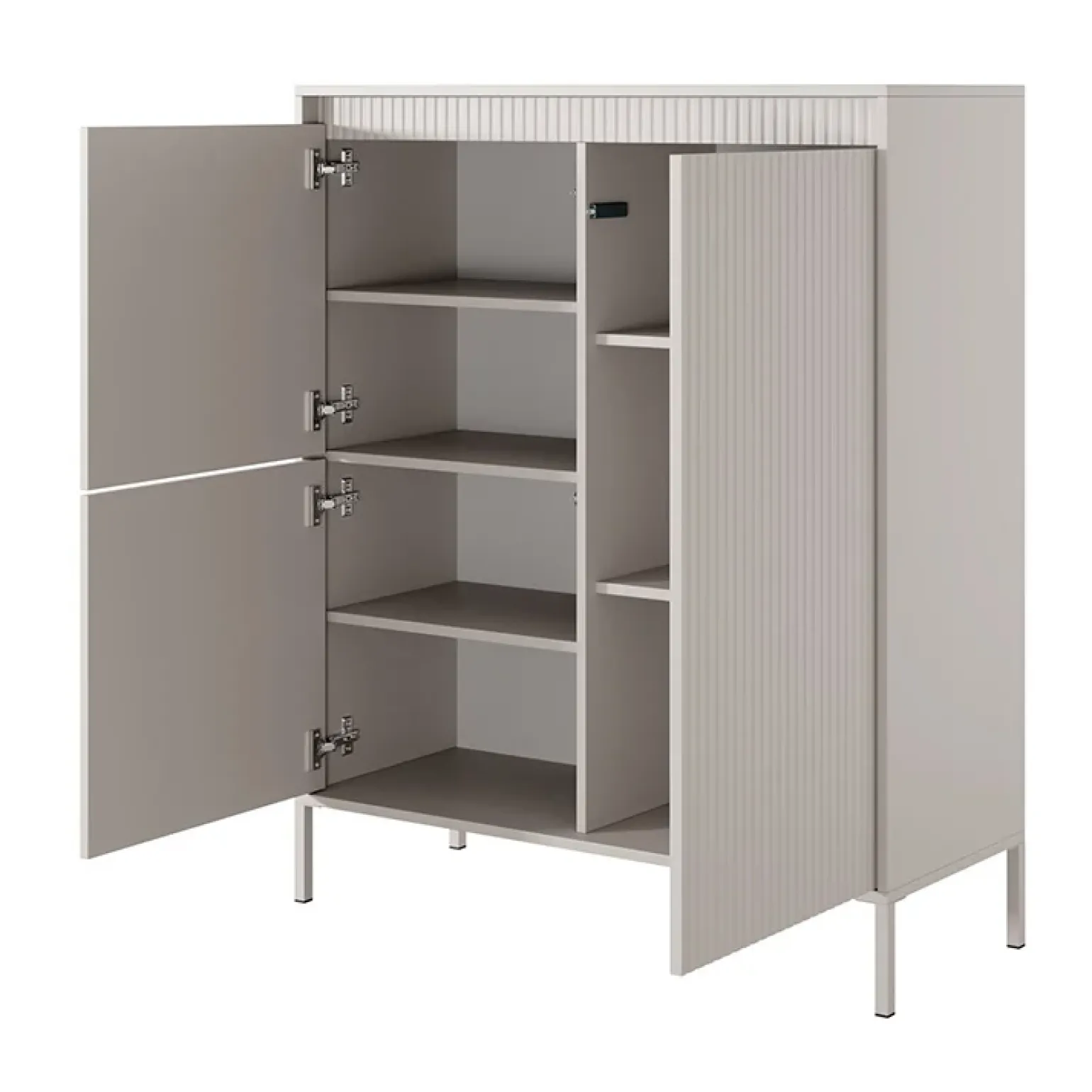 Credenza alta 104x124h cm 3 ante beige cannettato Ciar