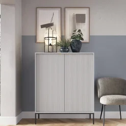 Credenza alta 104x125h cm 2 ante soggiorno grigio Alisa