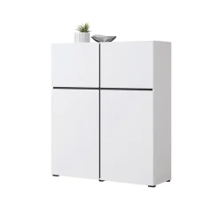 Credenza alta 120x140h cm 4 ante moderna bianco opaco nero Lolla