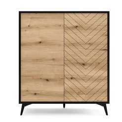 Credenza alta 104x119h cm 2 ante moderna soggiorno quercia nero Becca