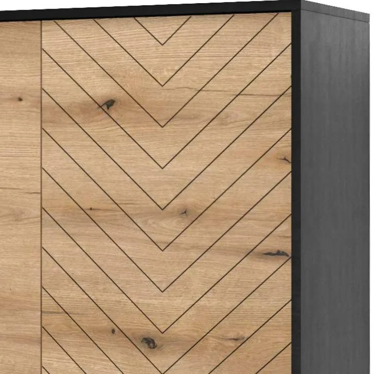 Credenza alta 104x119h cm 2 ante moderna soggiorno quercia nero Becca