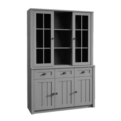Credenza alta 130x200h cm 3 cassetti con vetrina grigio Provenza