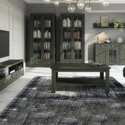 Credenza alta 130x200h cm 3 cassetti con vetrina verde Provenza