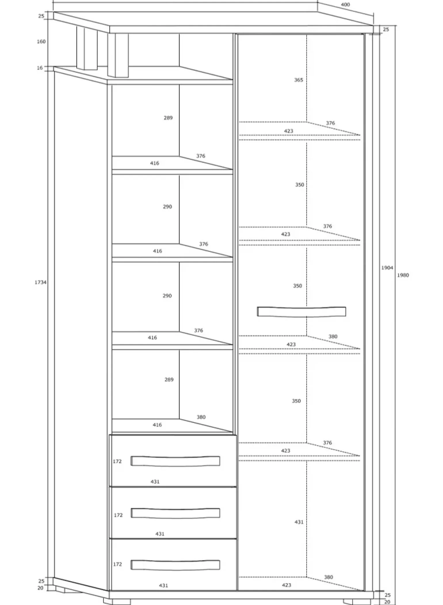 Credenza alta 90x198h cm bianco opaco nero lucido Lexy