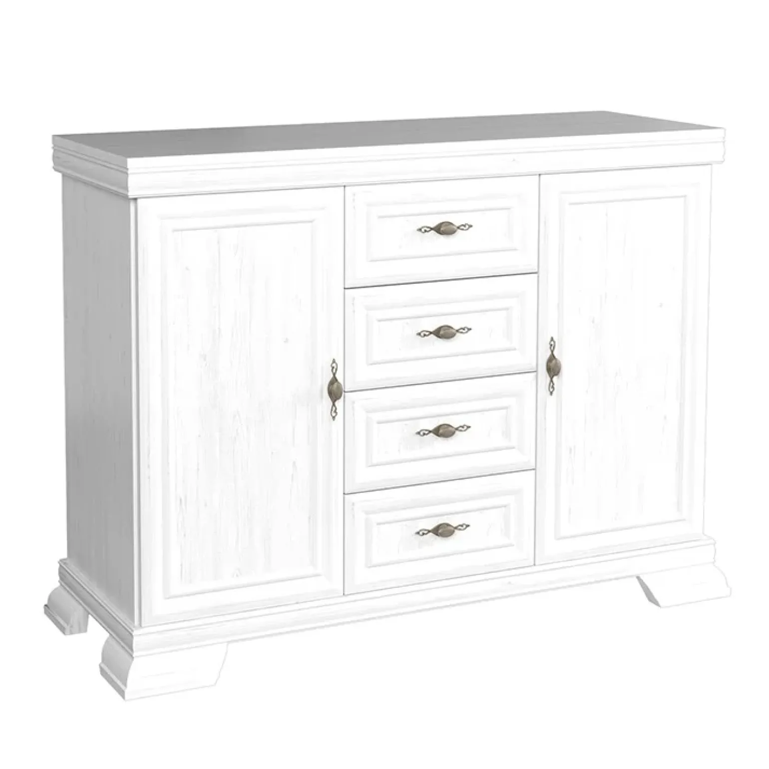 Credenza alta 128x195h cm con vetrina shabby bianco frassinato Kelly