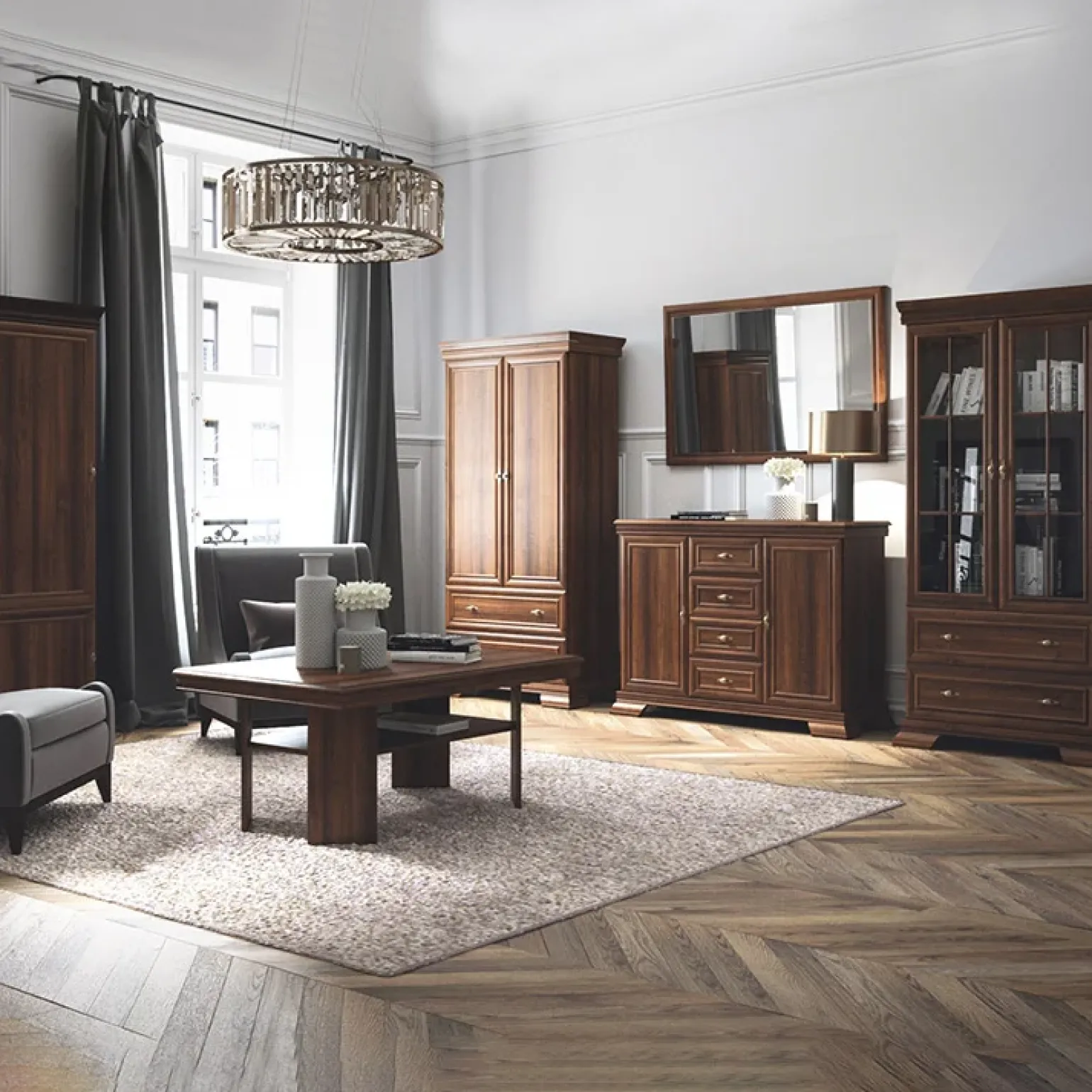 Credenza alta 168x195h cm con vetrina arte povera quercia Kelly