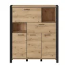 Credenza alta 120x140h cm moderna quercia nero opaco Neive
