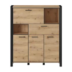 Credenza alta 120x140h cm moderna quercia nero opaco Neive