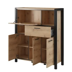 Credenza alta 120x140h cm moderna quercia nero opaco Neive