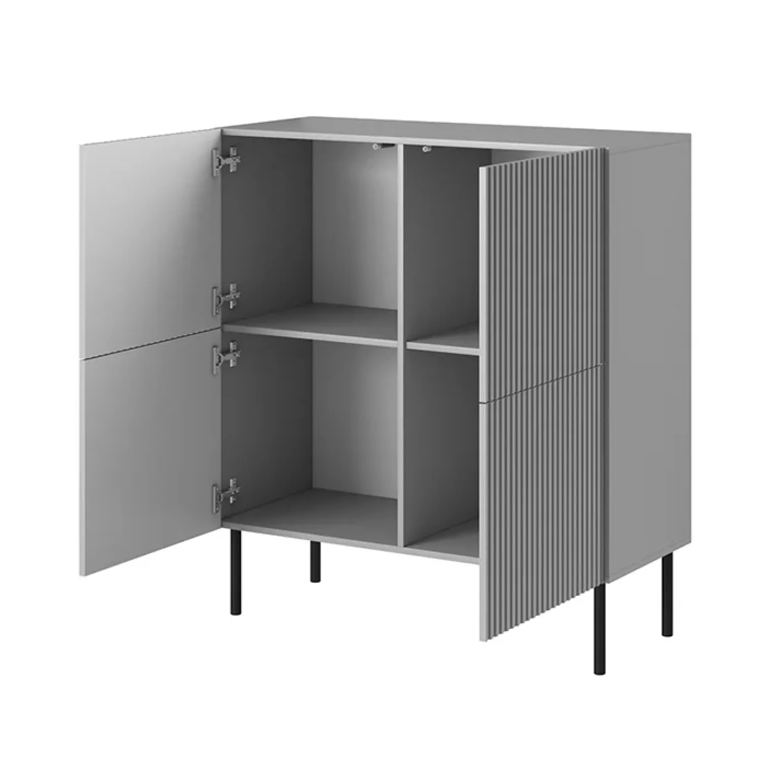 Credenza alta 100x110h cm moderna soggiorno grigio chiaro nero Cadice