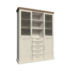 Credenza alta 127x187h cmi con vetrina pino frassinato rovere Blend