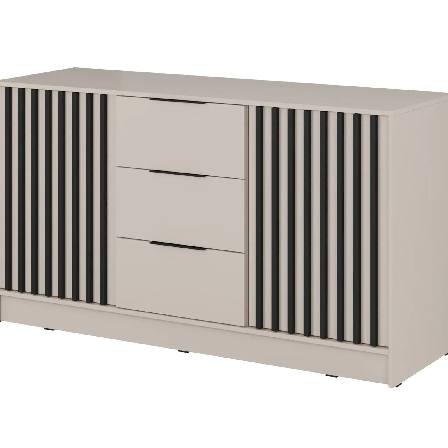 Credenza moderna 155x86h cm 2 ante 3 cassetti beige cashmere Miller