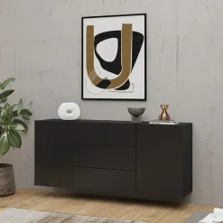 Credenza sospesa 140x63h cm moderna nero Fusion