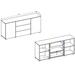 Credenza sospesa 140x63h cm moderna rovere Fusion