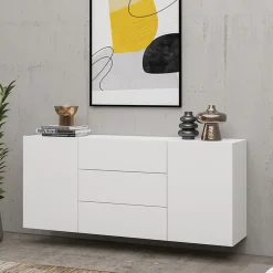 Credenza sospesa 140x63h cm moderna bianca Fusion