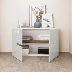 Credenza 120x78cm 2 ante moderna bianco lucido Biancastagno