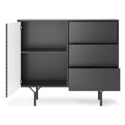Credenza 97x83h cm 1 anta 3 cassetti moderna antracite frassinato nero Parigi