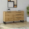 Credenza 144x83h cm 1 anta 3 cassetti moderna quercia nero Petra