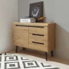 Credenza 107x83h cm 1 anta 3 cassetti moderna rovere Alimena Gihome®