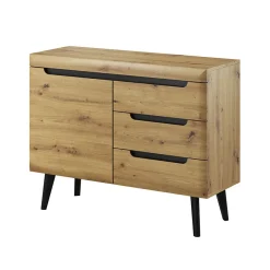 Credenza 107x83h cm 1 anta 3 cassetti moderna rovere Alimena Gihome®