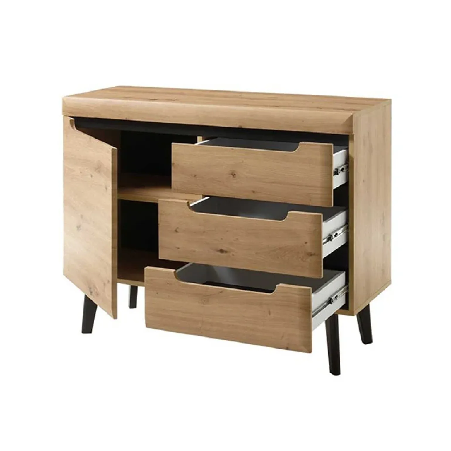 Credenza 107x83h cm 1 anta 3 cassetti moderna rovere Alimena Gihome®