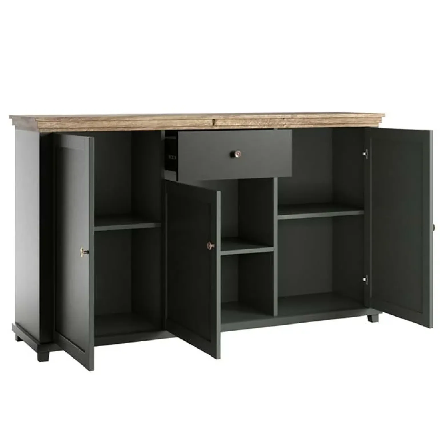 Credenza 160x93h cm 3 ante 1 cassetto moderna verde quercia Texel