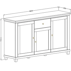 Credenza 160x93h cm 3 ante 1 cassetto moderna verde quercia Texel