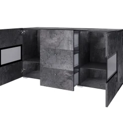 Credenza 132x70h cm 2 ante 3 cassetti moderna ossido nero Emotion Gihome®