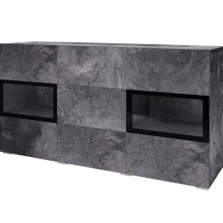 Credenza 132x70h cm 2 ante 3 cassetti moderna ossido nero Emotion Gihome®