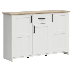 Credenza 148x99h cm 3 ante 1 cassetto scandinava bianco frassinato rovere Lars