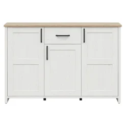 Credenza 148x99h cm 3 ante 1 cassetto scandinava bianco frassinato rovere Lars