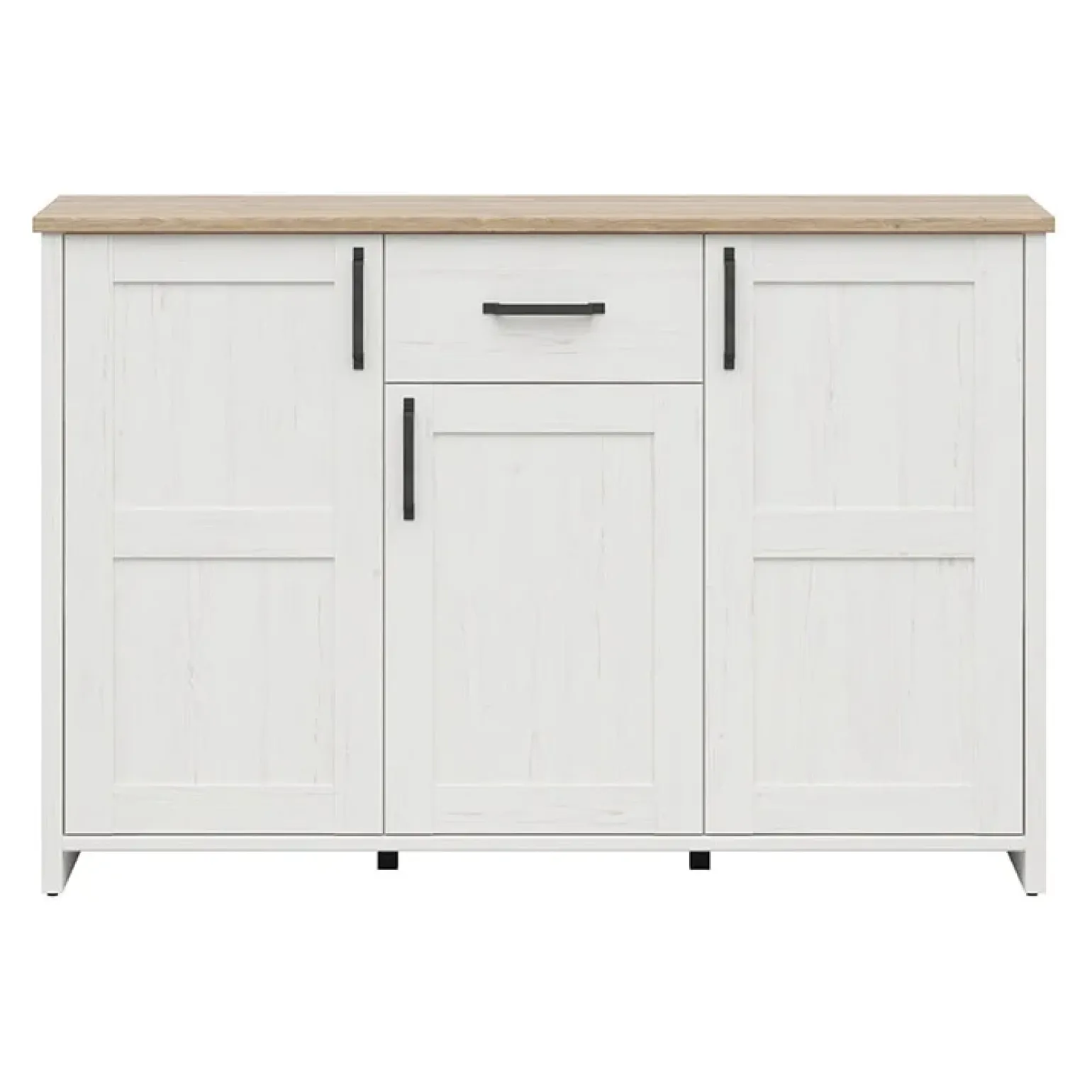 Credenza 148x99h cm 3 ante 1 cassetto scandinava bianco frassinato rovere Lars